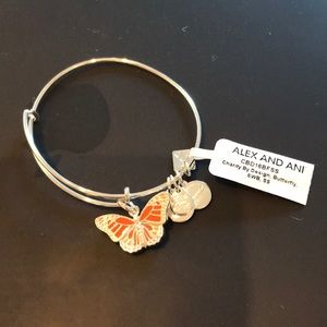 Alex and Ani Orange Butterfly Bracelet